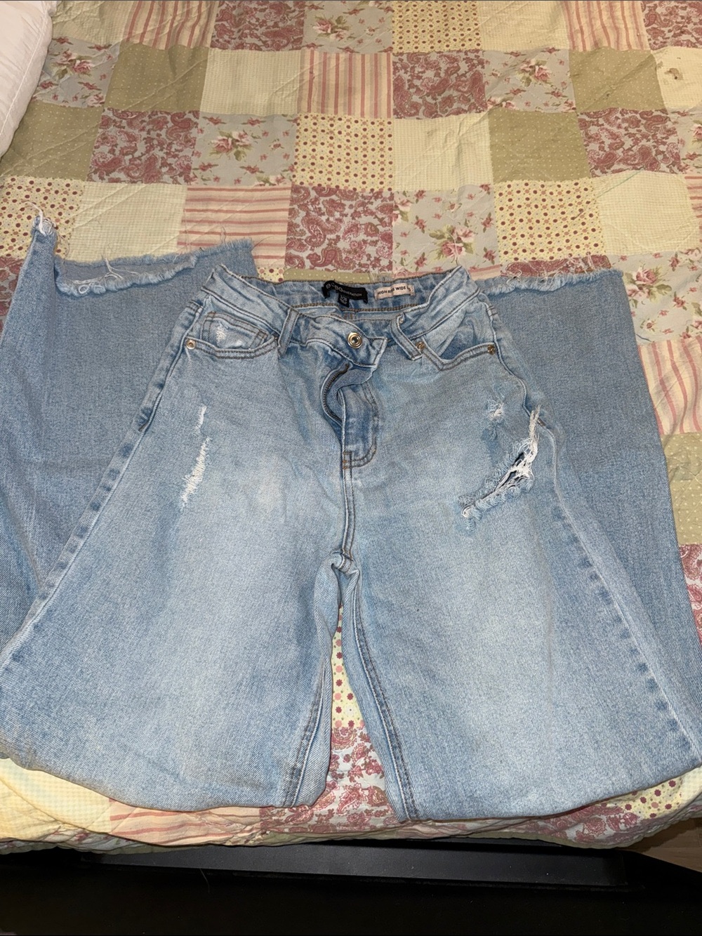 BCBGeneration Light Blue Distressed Wide Leg Jeans